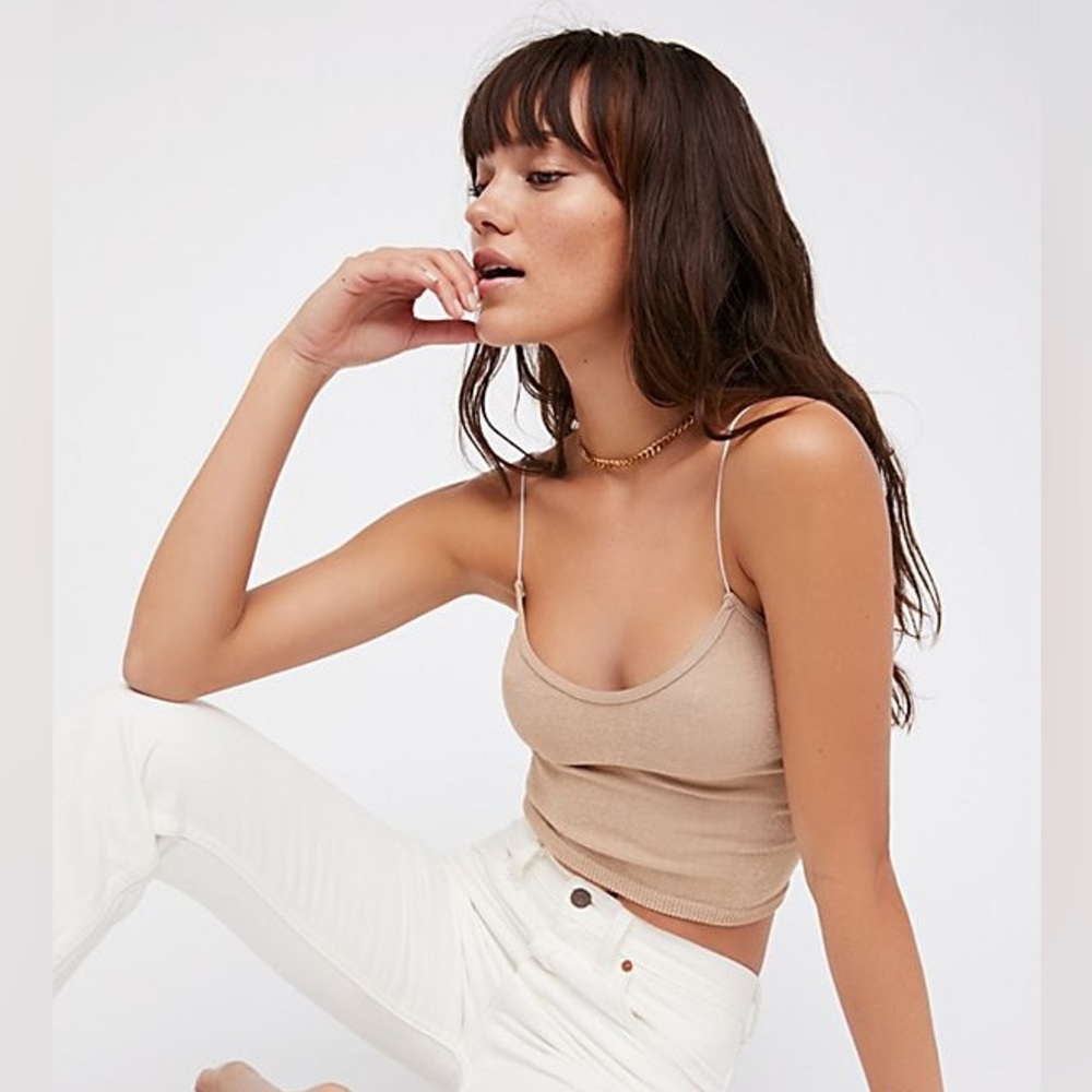 Free People Gold Shimmer Skinny Strap Seamless Brami